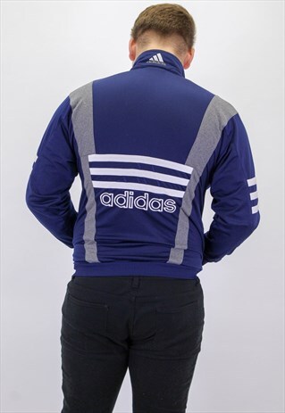 VINTAGE ADIDAS JACKET IN BLUE WITH LOGO
