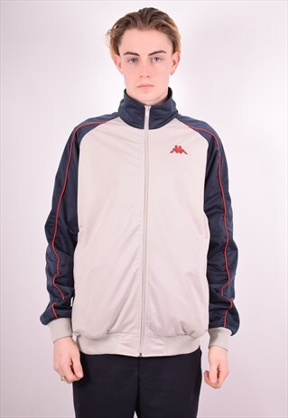 KAPPA MENS VINTAGE TRACKSUIT TOP JACKET XL GREY 90S
