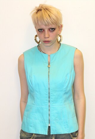 VINTAGE 90'S SMART GILET WOMEN TURQUOISE VERSUS TOP