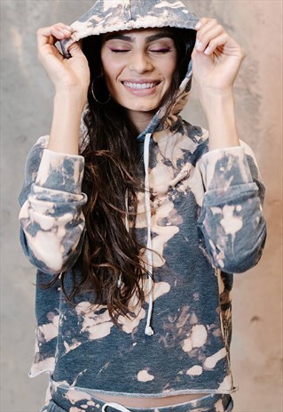 GRAY VINTAGE WASH AND DISTRESSED PULLOVER HOODIE SWEATSHIRT
