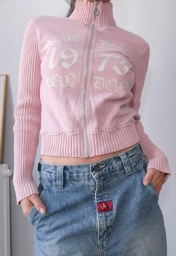 vintage y2k pepe jeans pink sportwear zipped jacket