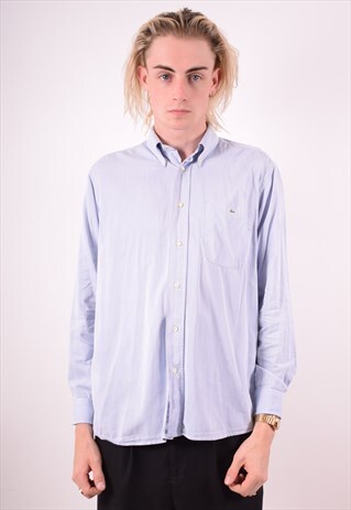 LACOSTE MENS VINTAGE SHIRT MEDIUM BLUE 90S