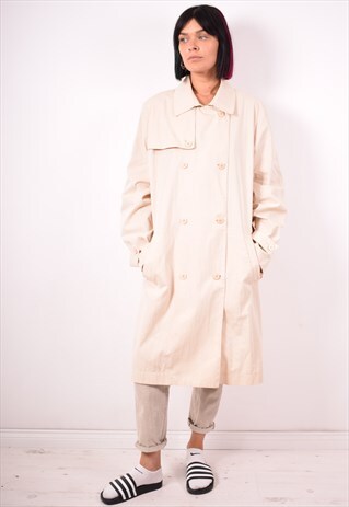 DKNY WOMENS VINTAGE COAT LARGE BEIGE 90S