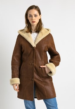 Suede Sheepskin Leather Shearling Fastens Coat 6988