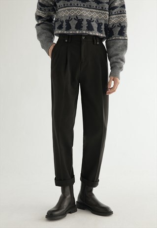 MEN'S STRAIGHT WOOLEN TROUSERS