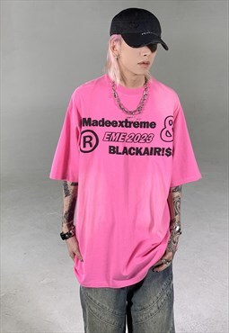 Pink Washed Graphic Oversized Cotton T shirt tee