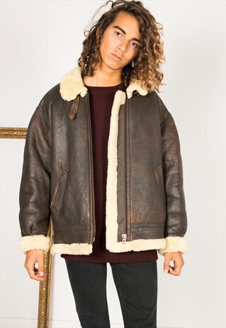VINTAGE 80S AVIATOR LEATHER JACKET / R01