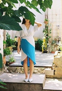 Color block wrap midi skirt