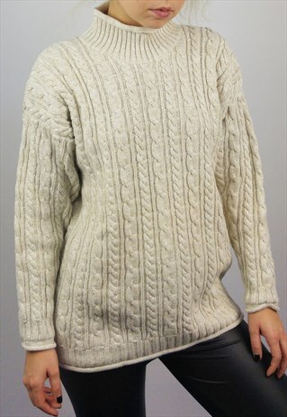 VINTAGE CABLE KNIT COTTON TURTLENECK JUMPER