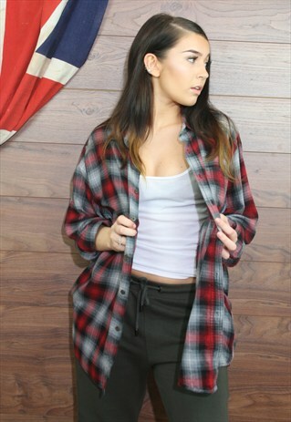 VINTAGE OVERSIZED FESTIVAL FLANNEL CHECK SHIRT LARGE(98)