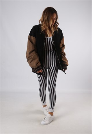 VINTAGE VARSITY SUEDE BOMBER JACKET OVERSIZED UK 20 (E4B)