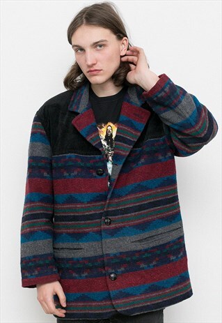 AZTEC PATTERN CORDUROY JACKET