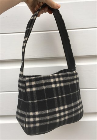 WOMENS VINTAGE 80S BURBERRY HANDBAG BLACK NOVA CHECK BAG