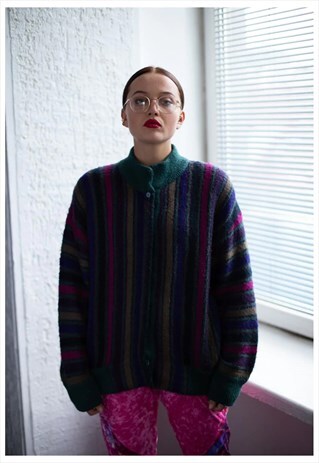 VINTAGE 70'S MULTICOLOUR STRIPED CARDIGAN