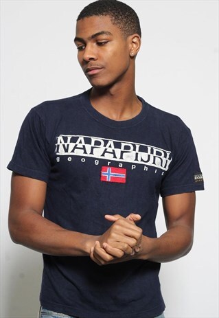 VINTAGE NAPAPIJRI PRINT LOGO T-SHIRT NAVY