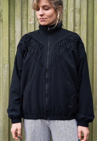 90'S VINTAGE RUFFLE TRACK JACKET BLACK