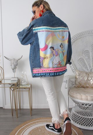 VINTAGE JEANS JACKET PRINTED JASMINE & ALADIN