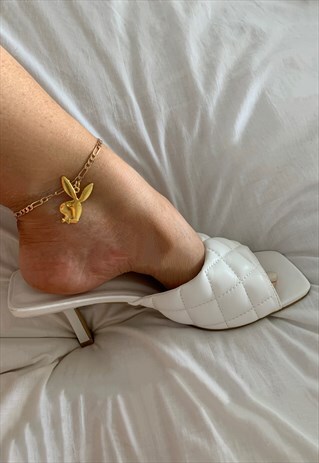 GOLD PLAYBOY BUNNY PENDANT CHAIN ANKLE BRACELET