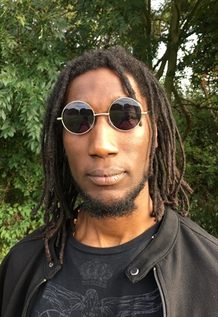 BLACK LENS ROUND CIRCLE SUNGLASSES