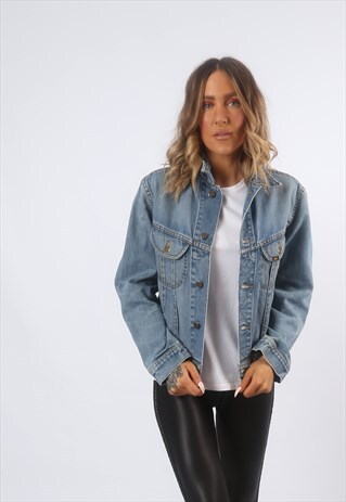 LEE DENIM JACKET FITTED UK 12 - 14 (F4Q)