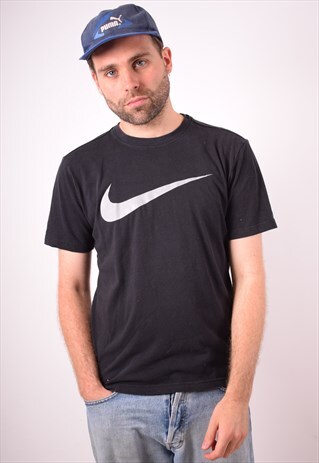 NIKE MENS VINTAGE T-SHIRT TOP MEDIUM BLACK 90S