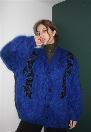 VINTAGE 80' COOL BLUE WINTER CARDIGAN