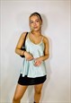 VINTAGE 00S Y2K SATIN PASTEL BLUE CAMI TOP