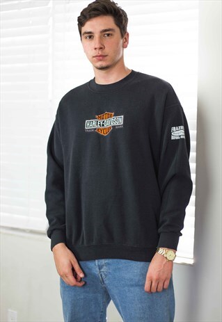 VINTAGE HARLEY DAVIDSON SWEATSHIRT JUMPER LOGO 90S L 16.1