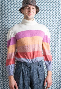 Vintage Preppy Sweatshirt Rainbow Y2K Spring Summer Size S 