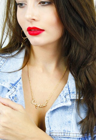 GOLD DIAMANTE 'CANCER' STAR SIGN SPELL OUT CHAIN NECKLACE