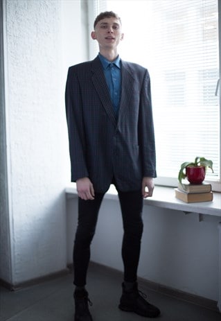 VINTAGE 80'S CHECKED WOOL BLAZER