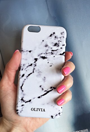 MONOGRAM MARBLE PRINT PHONE CASE