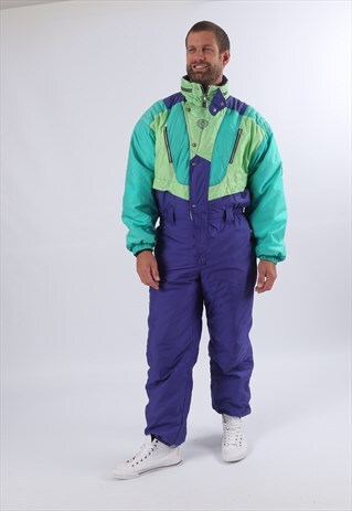 VINTAGE SKISS FULL SKI SUIT SNOW SPORTS M/L 42" (K5AE)