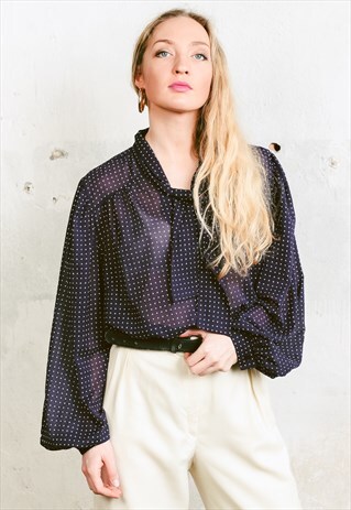 VINTAGE 90S BOW TIE SHEER BLOUSE