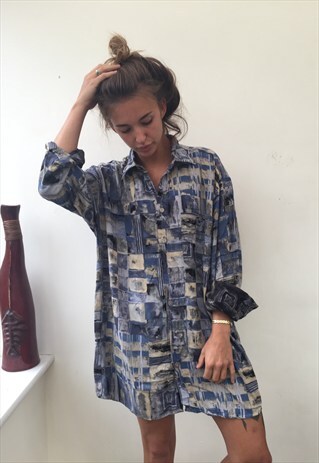 CRAZY PATTERNED OVERSIZED RETRO VINTAGE FESTIVAL SHIRT