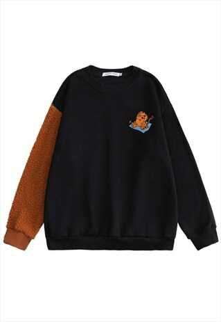 KALODIS STITCHING TIGER PATTERN TRENDY SWEATSHIRT