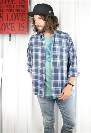 VINTAGE CHECK FLANNEL OVERSIZED GRUNGE INDI SHIRT