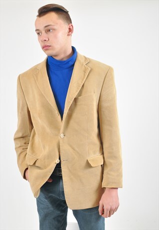VINTAGE VELVET BLAZER JACKET IN BEIGE
