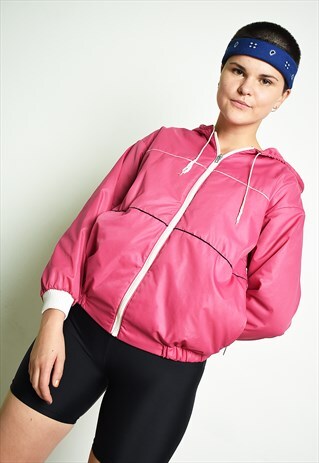 VINTAGE 70'S RETRO PINK SPORTS THIN BOMBER JACKET