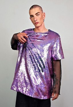 Purple haze sequin t-shirt colour changing tee shiny top