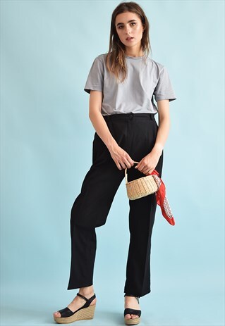 90'S RETRO REGULAR WAIST CLASSIC CUT TAPERED TROUSERS