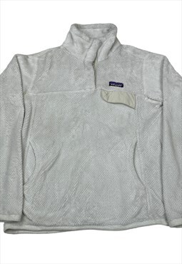 White patagonia logo embroilery quarter zip up fleece