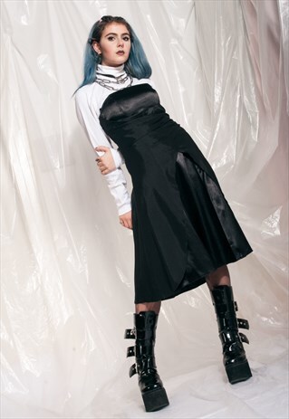 VINTAGE REVIVAL EVENING DRESS 90S BLACK GRUNGE PROM DRESS