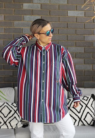 VINTAGE 1990S TOMMY HILFIGER OVERSIZED STRIPED BIG SHIRT