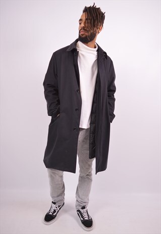 VINTAGE MONCLER DOUBLE BALMACAAN COAT NAVY BLUE