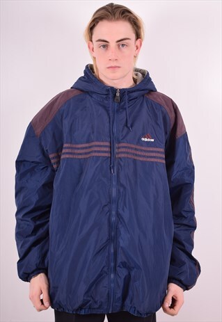 ADIDAS MENS VINTAGE REVERSIBLE JACKET XL BLUE 90S