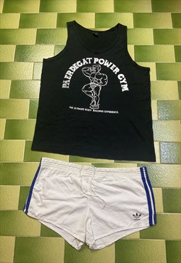 Vintage 80s Paerdegat Power Gym Tank Top & Adidas 80s Shorts