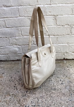 Vintage Off White Leather 60s Shoulder Bag. Vintage Bag