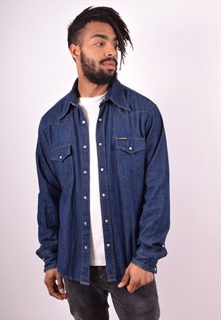 ENERGIE MENS VINTAGE DENIM SHIRT LARGE BLUE 90S