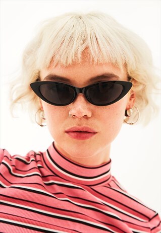 PIPPA - BLACK SKINNY CAT EYE SUNGLASSES